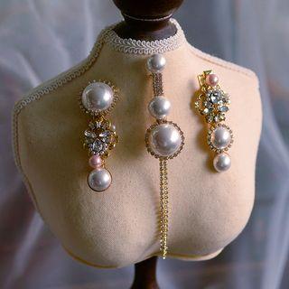 Wedding Faux Pearl Headband / Hair Clip / Dangle Earring