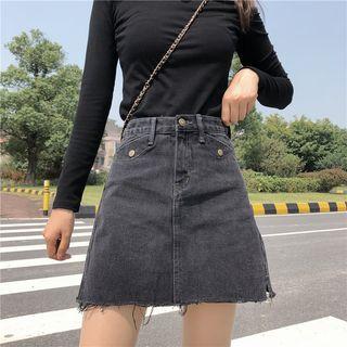 Fray Edge Mini Denim Skirt