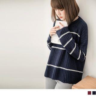 Striped Cable Knit Top