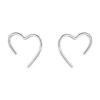 Heart Stud Earring Stud Earring - 2 Pcs - Silver - One Size