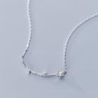 925 Sterling Silver Faux Pearl Branches Necklace Silver - One Size
