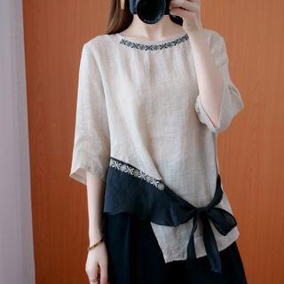 3/4-sleeve Asymmetric Top