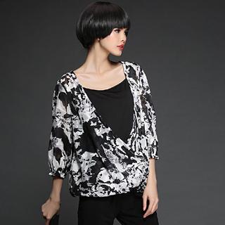 Wrapped Front Printed Top With Camisole Top