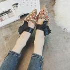 Bow Detail Embellished Pointed Flats