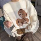 Bear Print Loose-fit Sweater