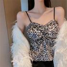 Leopard Print Shirred Camisole Top