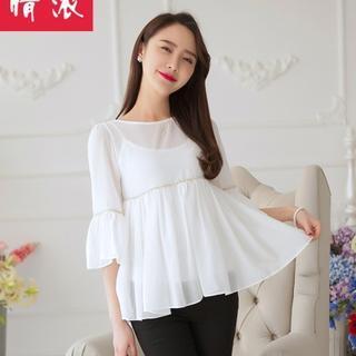 Frilled Hem Chiffon Top