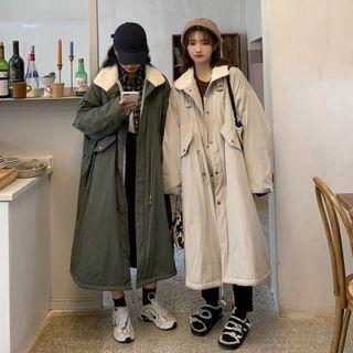 Plain Fleece-lined Midi Coat