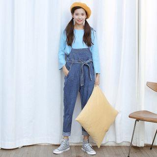 Tie Strap Denim Jumper Pants