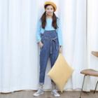 Tie Strap Denim Jumper Pants