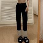 Rolled Mid Rise Straight Leg Jeans