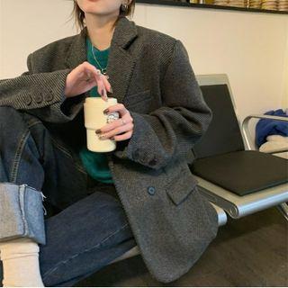 Loose-fit Coat Dark Gray - One Size