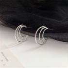 Layered Hoop Drop Earring 1 Pair - Silver - One Size