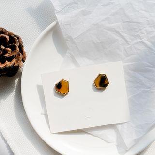 Hexagon Resin Earring 1 Pair - As Shown In Figure - One Size