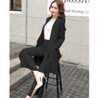 Set: Long-sleeve Long Jacket + Wide-leg Pants