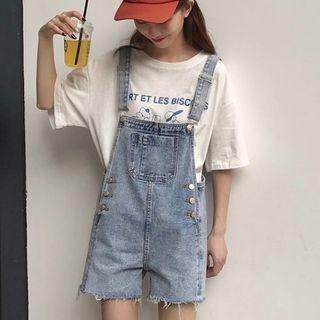 Plain Strap Denim Jumper Shorts