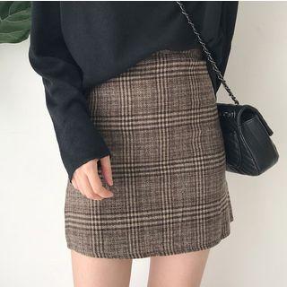 Plaid Mini Skirt As Shown In Figure - One Size