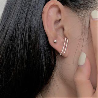 Double Bar Sterling Silver Earring 1 Pair - Silver - One Size