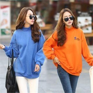 Mock-neck Brushed Fleece Lined Sweatshirt