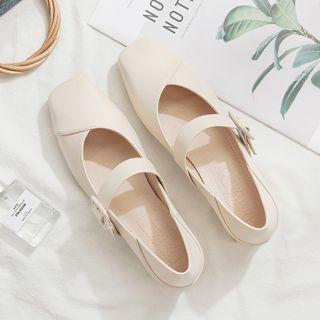 Square-toe Chunky-heel Mary Jane Pumps