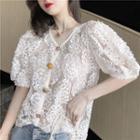 Short-sleeve Floral Embroidered Lace Blouse