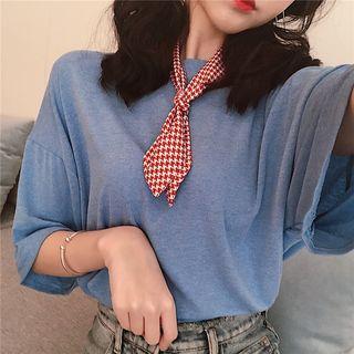 Set: Elbow-sleeve T-shirt + Houndstooth Neckerchief