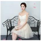Flower Applique Sleeveless/ Off Shoulder/ Elbow Sleeve Bridesmaid Dress