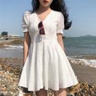 Short-sleeve Eyelet A-line Dress