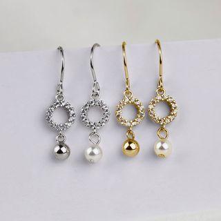 Beaded Rhinestone Hoop Drop Earring