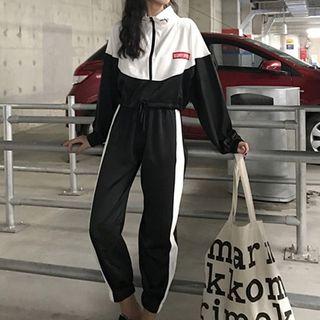 Color Block Zip Jacket / Contrast Trim Sweatpants