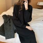 Mock-turtleneck Midi Sweater Dress Black - One Size