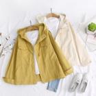 Plain Hooded Cargo Jacket Yellow - One Size