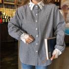 Lace Panel Gingham Blouse