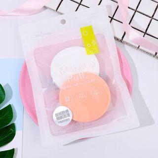 Set Of 2: Powder Puff 2 Piece - Circle Powder Puff - Pink & White - One Size