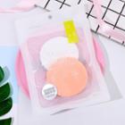 Set Of 2: Powder Puff 2 Piece - Circle Powder Puff - Pink & White - One Size