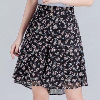 Floral Print Wide Leg Chiffon Shorts
