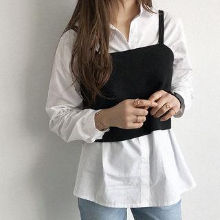 Spaghetti-strap Square-neck Cropped Top