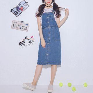 Buttoned Midi Dungaree Dress