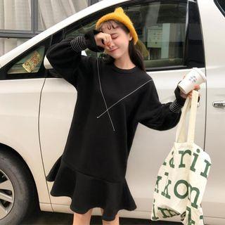 Plain Long-sleeve Sweatshirt Dress