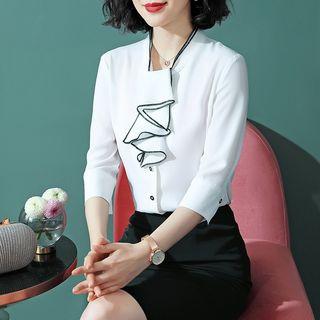 Ruffle Chiffon Blouse / Pencil Skirt / Boot-cut Dress Pants