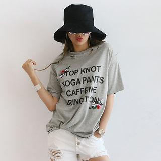 Beads Embellished Lettering T-shirt