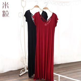 Cross Strap Short Sleeve Maxi Dress