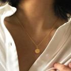 Alloy Disc Pendant Necklace Random Pattern - Gold - One Size