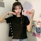 Asymmetric Side Buttoned Short-sleeve Top