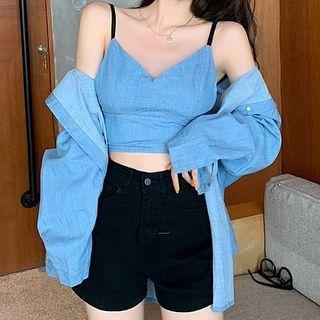 Denim Shirt / Cropped Camisole