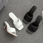 Quilted High Heel Slide Sandals
