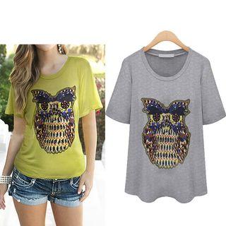 Owl Print Short Sleeve T-shirt