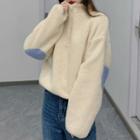 Elbow Patch Half-zip Faux Shearling Pullover