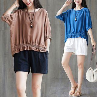Plain Lantern-sleeve T Shirt