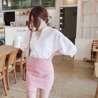 V-neck Lace Cotton Top